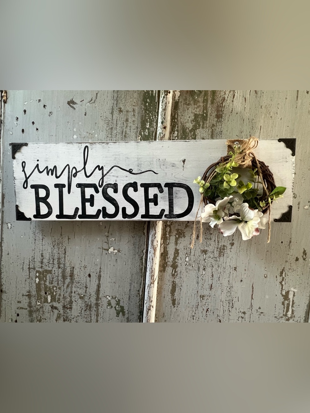 Simply Blessed White & Black Wall Sign - Home Wall Decor